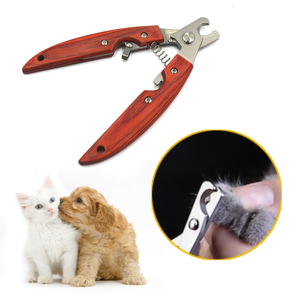 Pet Comb Nail Clippers Dog Grooming Wooden Handle Open Knot Comb Hair Removal Brush Float Nail Scissors For Dogs Cats - anconmall