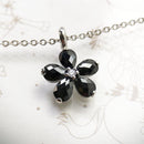 Necklace Black Petals Flower Summer Brand New Romantic Fine Jewelry Europe 925 Sterling Silver Gift For Women