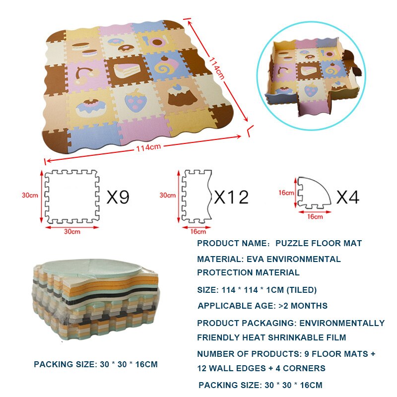 EVA Foam Play Mat with Fence Baby Puzzle Jigsaw Floor Mats Thick Carpet Pad For Kids Educational Toys Activity Pad Random Color
