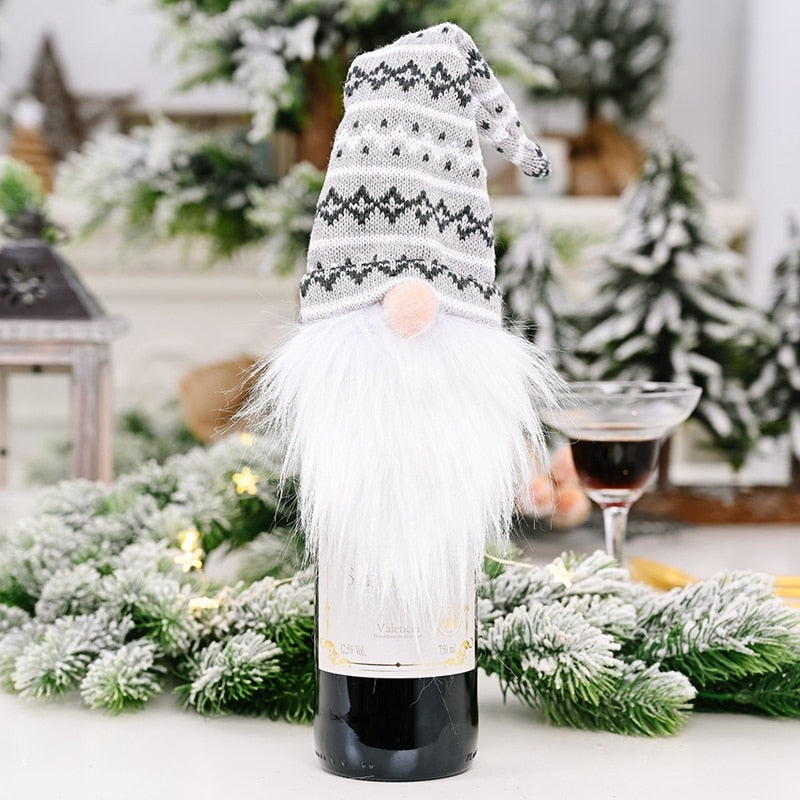 Christmas Wine Bottle Cover Bags Santa Claus Wine Bottle Cover Gift Bag Christmas Dinner Party Xmas Table Decor Merry Christmas