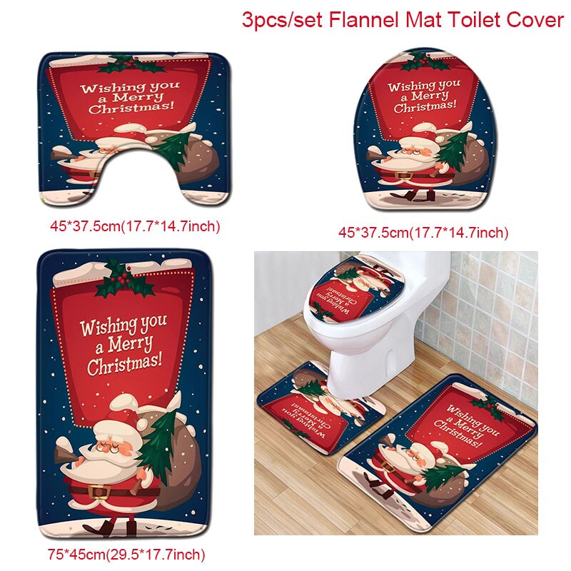 Santa Claus Rug Seat Bathroom Set Merry Christmas Decorations For Home Navidad 2020 Natal Cristmas Party Supplies New Year Gift