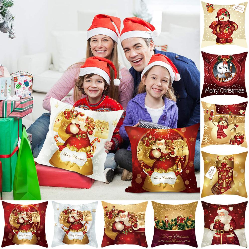 45*45 Christmas Cushion Cover Christmas Decorations for Home Throw Pillows Sofa Home Decor Christmas Pillowcase Pillow Cover