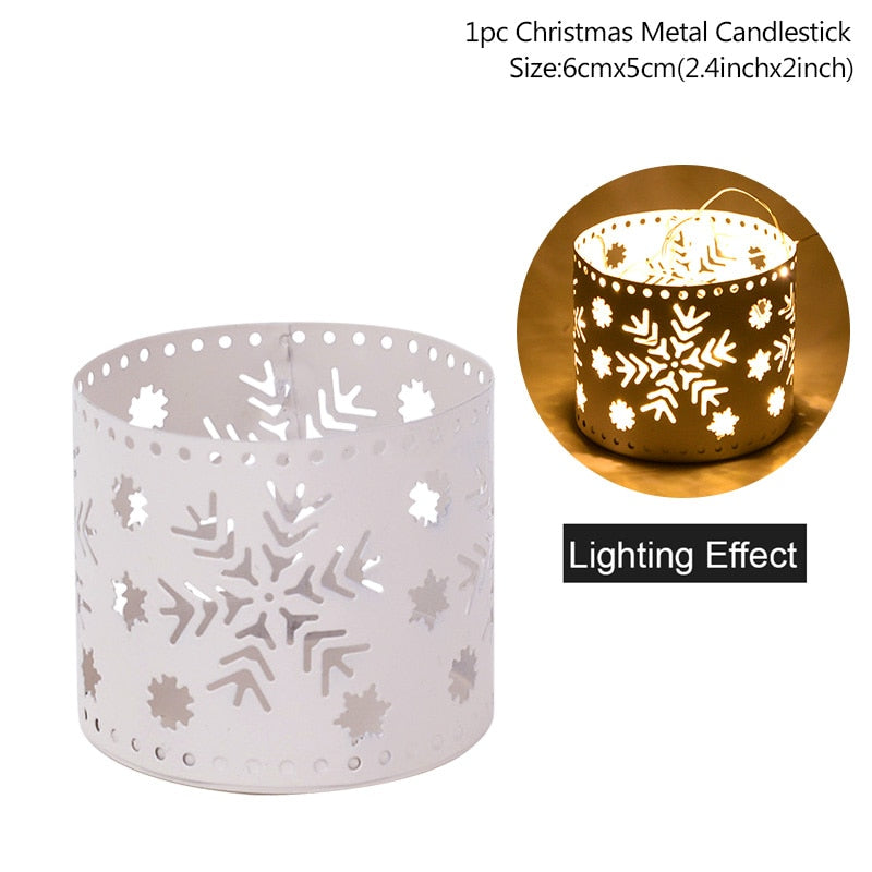 Christmas Iron Hollow Candle Holder Merry Christmas Decorations For Home Table Ornaments Noel Navidad Natal New Year Gifts 2023