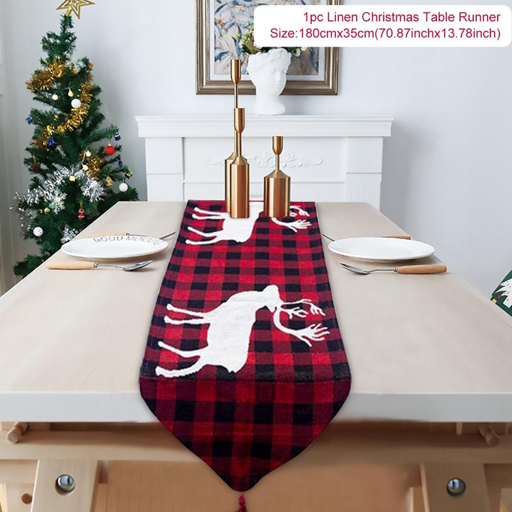 Linen Christmas Table Runner Christmas Decorations for Home Table Navidad Christmas Decor Kerst Decoratie Table Runners Modern - anconmall