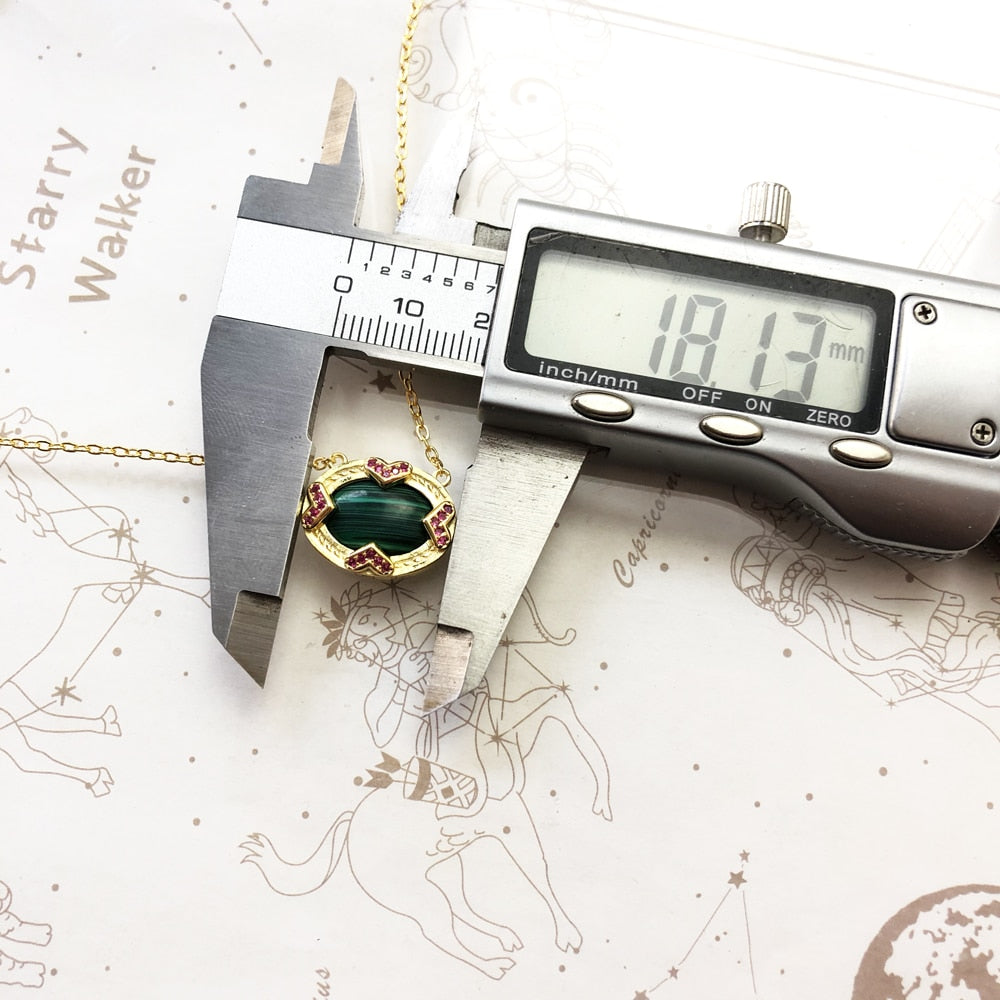 Necklace Green Oval Gold Summer Brand New Fine Jewelry 925 Sterling Silver Vintage Gift For Women