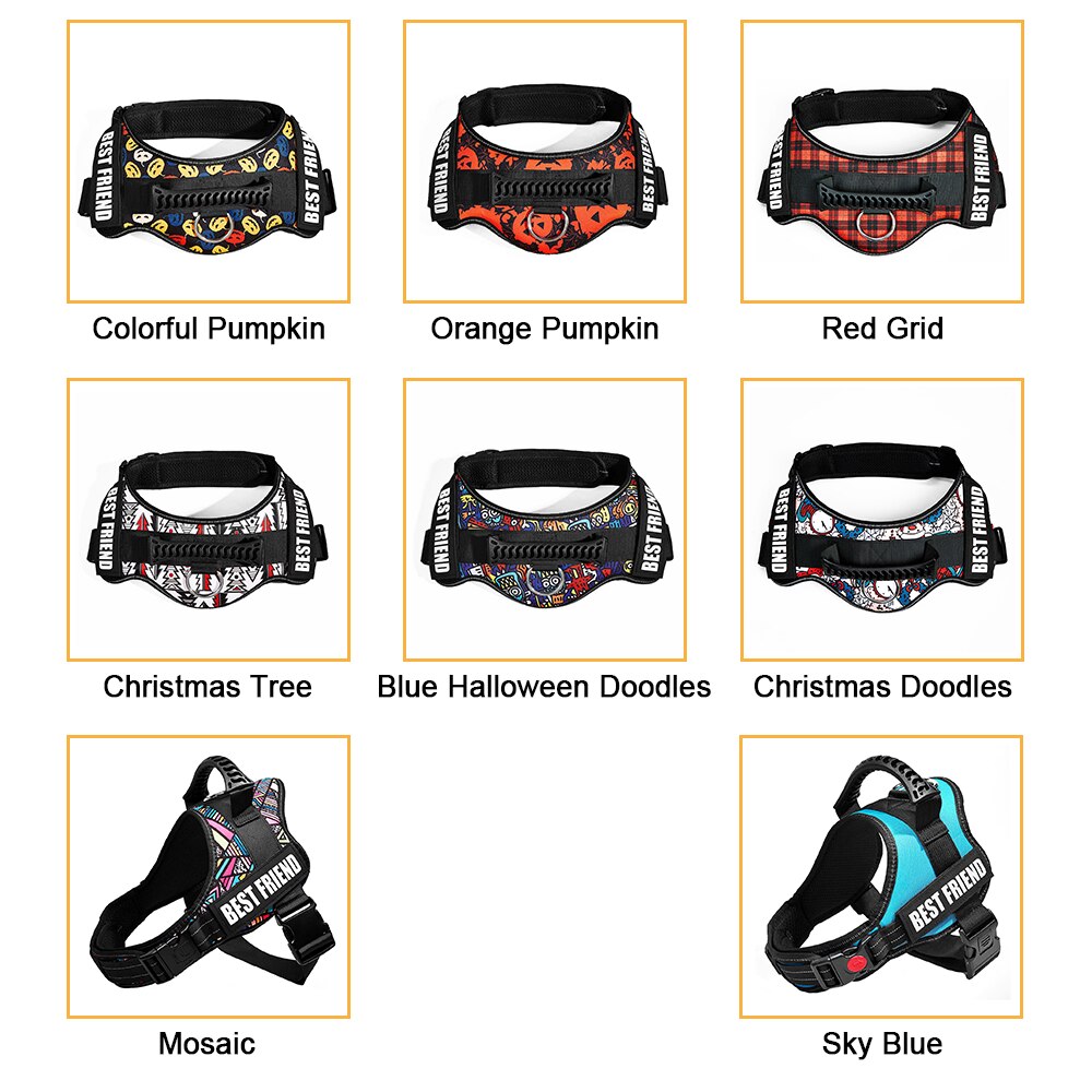 No Pulling Reflective Dog Chest Strap with Customizable Name Tags Adjustable Pet Dog Vest Harness Corgi Golden Retriever Samoye - anconmall