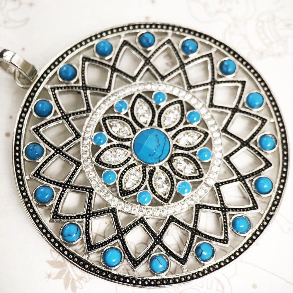Pendant Blue Turquoise Stone Ornament Brand New Fashion 925 Sterling Silver Jewelry Europe Accessories Gift For Women