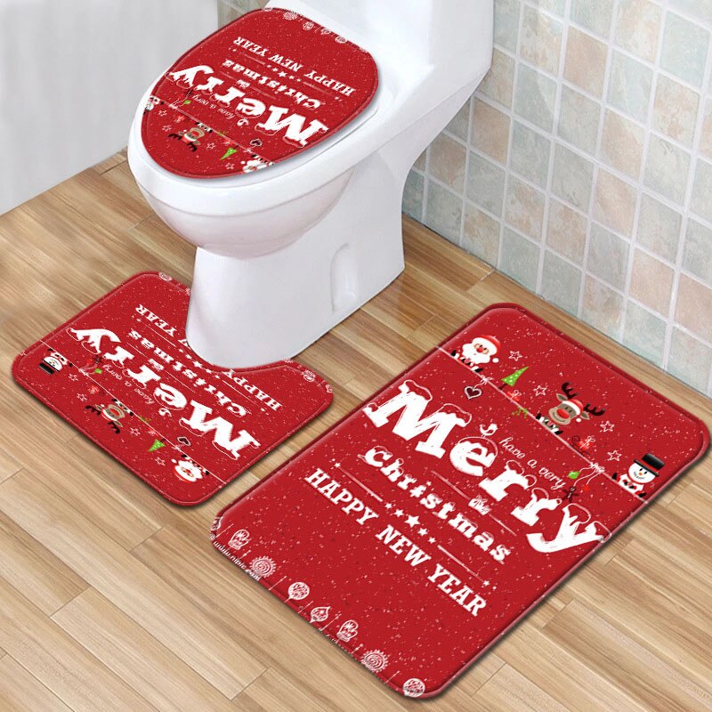 Santa Claus Rug Seat Bathroom Set Merry Christmas Decorations For Home Navidad 2020 Natal Cristmas Party Supplies New Year Gift