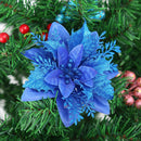 5pcs 14cm Glitter Artificial Christmas Flowers Xmas Tree Ornaments Merry Christmas Decorations for Home New Year Gifts Navidad