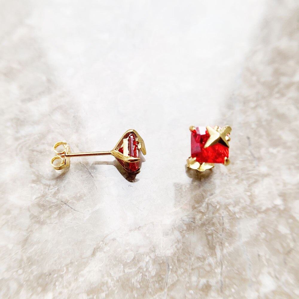 Ear Studs Orange Stone With Star,Europe Style Fine Jewerly For Women,2022 Summer Romantic Gift In 925 Sterling Silver