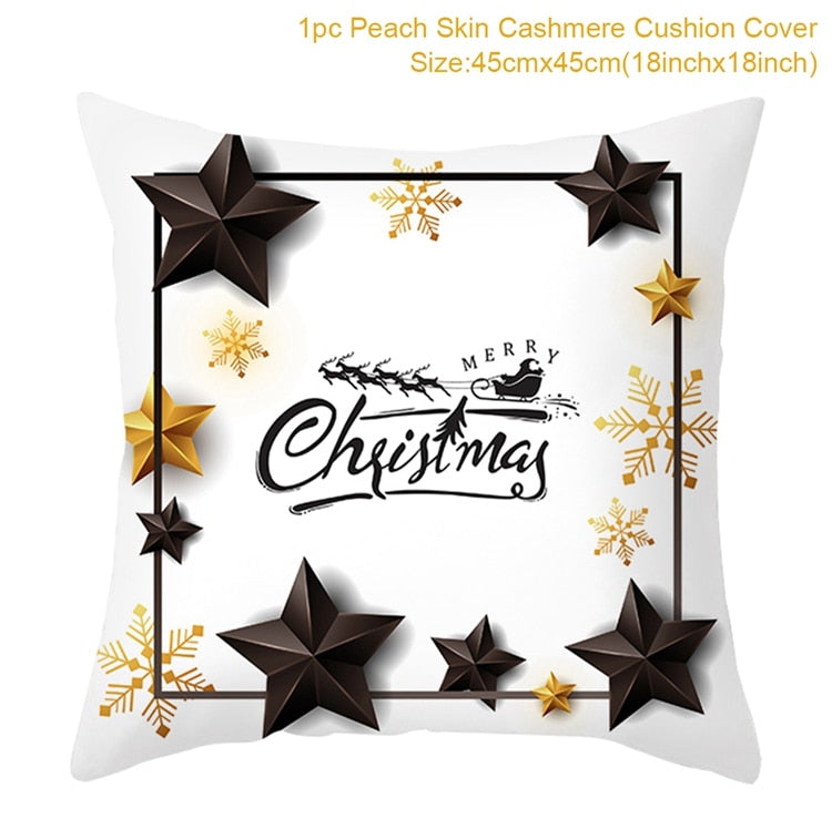 White Golden Xmas Cushion Cover 2022 Merry Christmas Decorations for Home Christmas Ornaments Navidad Xmas Gift New Year 2023