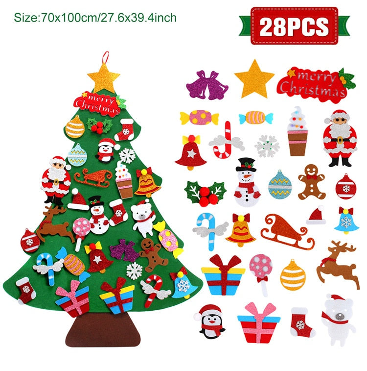 DIY Felt Christmas Tree Christmas Decoration for Home Navidad 2022 New Year Kids Gift Christmas Ornaments Santa Claus Xmas Decor - anconmall