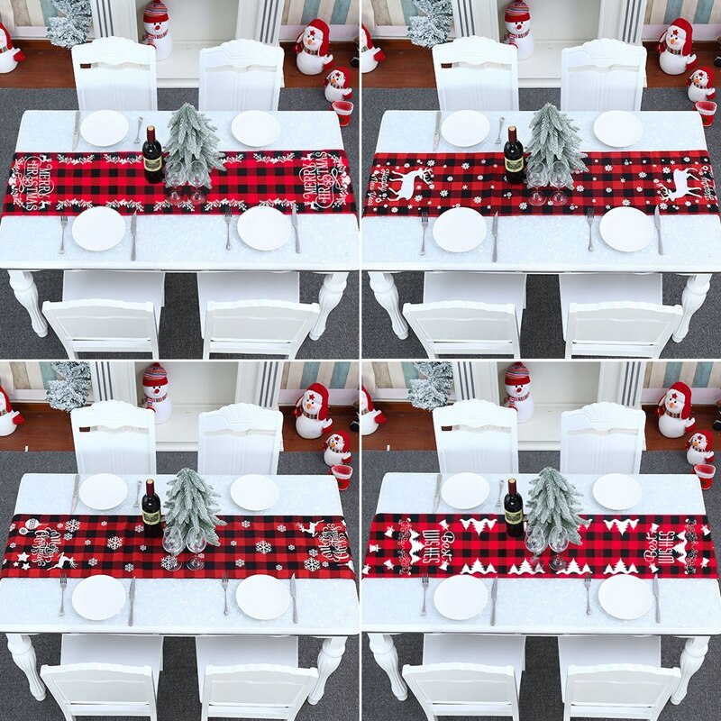 Huiran Linen Christmas Elk Snowman Table Runner Merry Christmas Decor For Home 2022 Xmas Ornaments New Year's Decor 2023 Navidad - anconmall