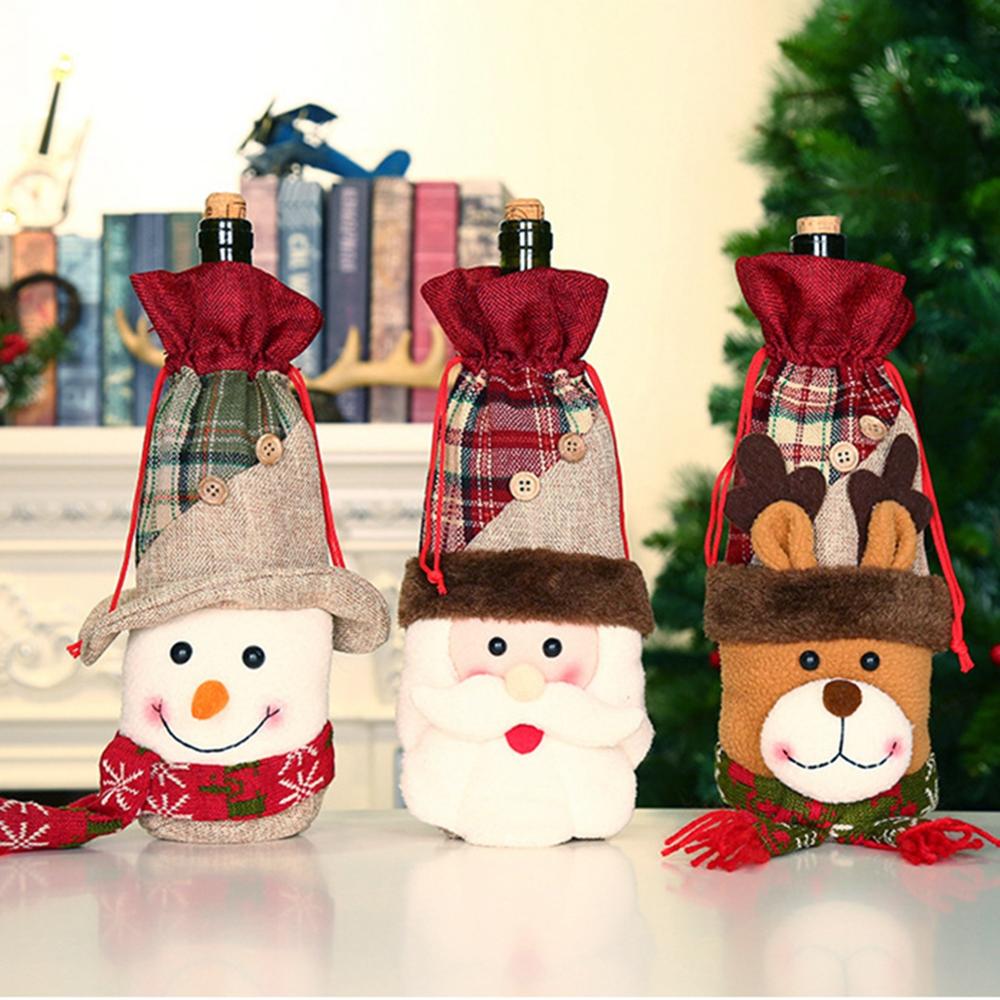Christmas Snowman Wine Covers Santa Claus 2022 Merry Christmas Kitchen Christmas Decor for Home Table Cristmas New Year 2023