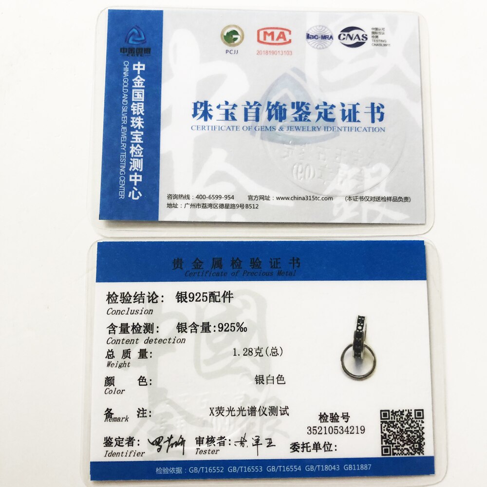 Black CZ Charms Carriers 925 Sterling Silver Fit Chain Necklace,2020 Summer Brand New Europe Vintage Jewelry Gift For Women