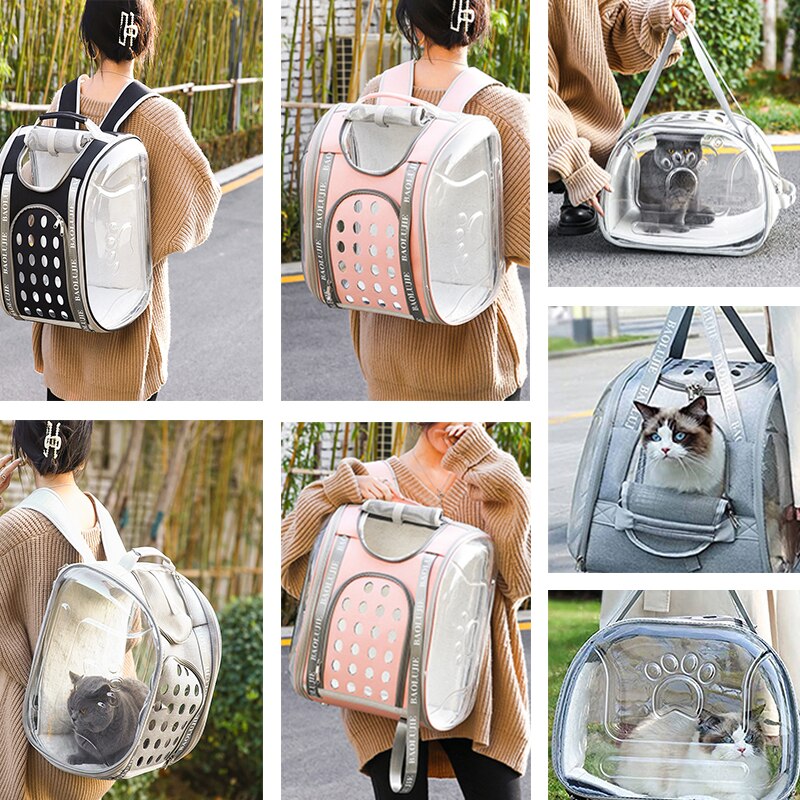 Cat Backpack Breathable Pet Travel Transport Shoulder Bag With Window Portable Carrier For Cats - anconmall