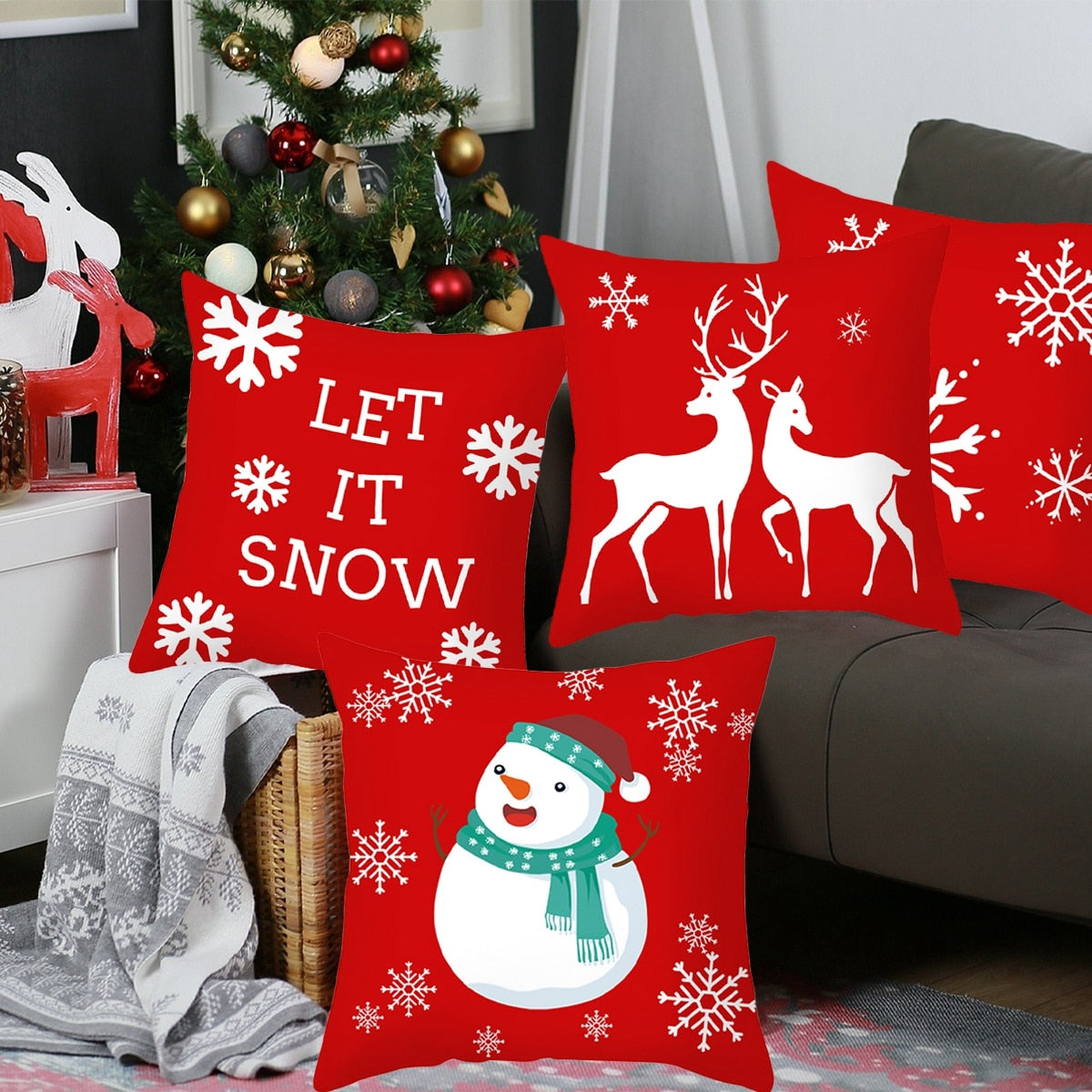 Christmas Cushion Cover Merry Christmas Decor For Home 2022 Navidad Noel Christmas Ornaments Xmas Gift Happy New Year 2023