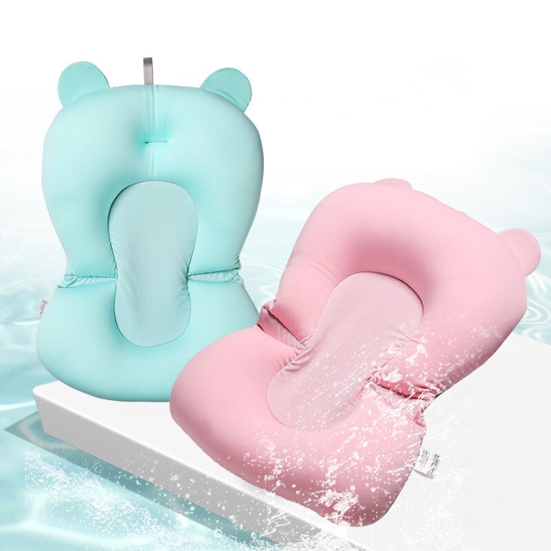 New Baby Shower Bath Tub Pad Non-Slip Bathtub Seat Support Mat Newborn Safety Security Bath Support Cushion Foldable Soft Pillow