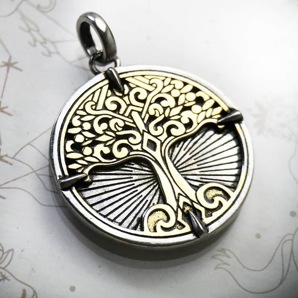 Pendant Golden Tree Brand New Fine Jewelry Europe Style Accessories Vintage 925 Sterling Silver Gift For Woman Men