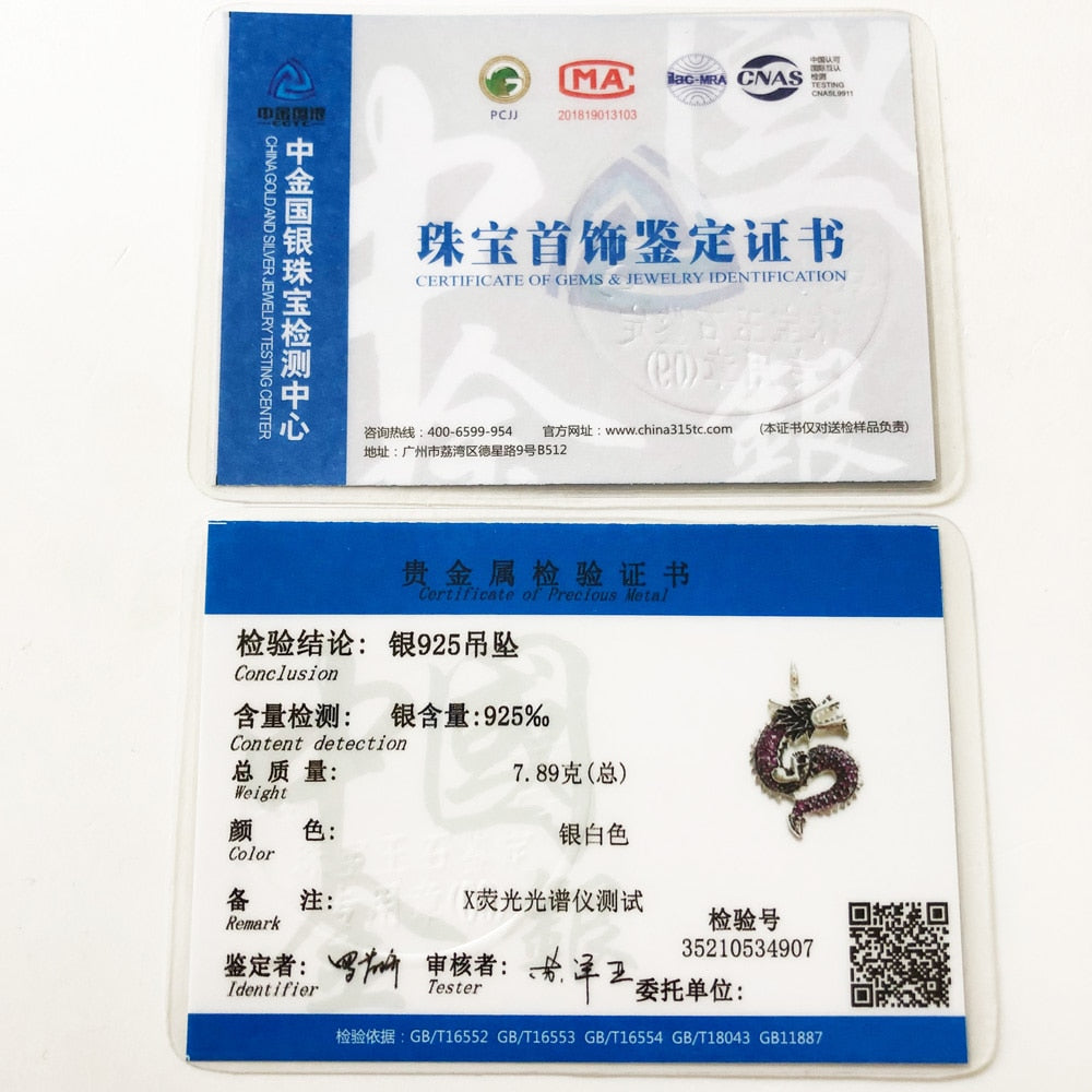 Pendant Red Dragon Winter 925 Sterling Silver Fashion Jewelry Europe Ethnic Trendy Accessories Gift For  Woman Men