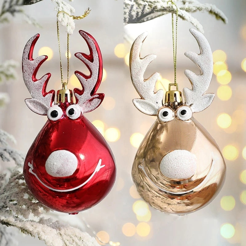 2pcs Elk Christmas Balls Ornaments Bauble Pendant Xmas Tree Hanging Balls Christmas Home Decorations Navidad 2022 Natal New Year