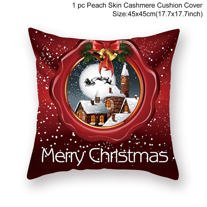 Christmas Cushion Cover Merry Christmas Decor For Home Santa Claus Christmas Ornament Xmas Gift Navidad 2022 Happy New Year 2023