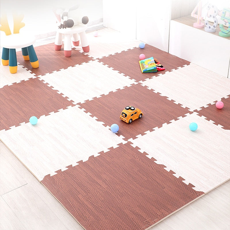 Wood Grain Puzzle Floor Foam Carpet Bedroom Splicing Mat  Baby Play Mat Interlocking Exercise Tiles 10Pcs/set 30*30cm