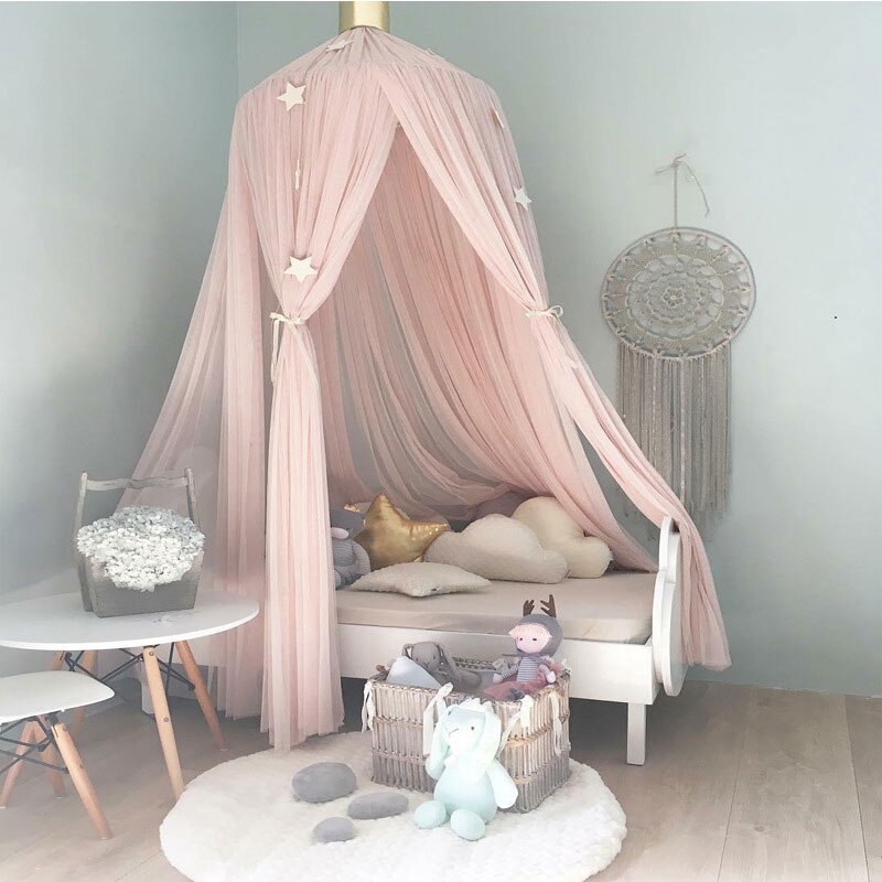 7 Colors Baby Bed Hanging Mosquito Net Dome Bed Canopy Mosquito Net Bedcover Curtain Round Crib Netting Tent Kids Room Decor
