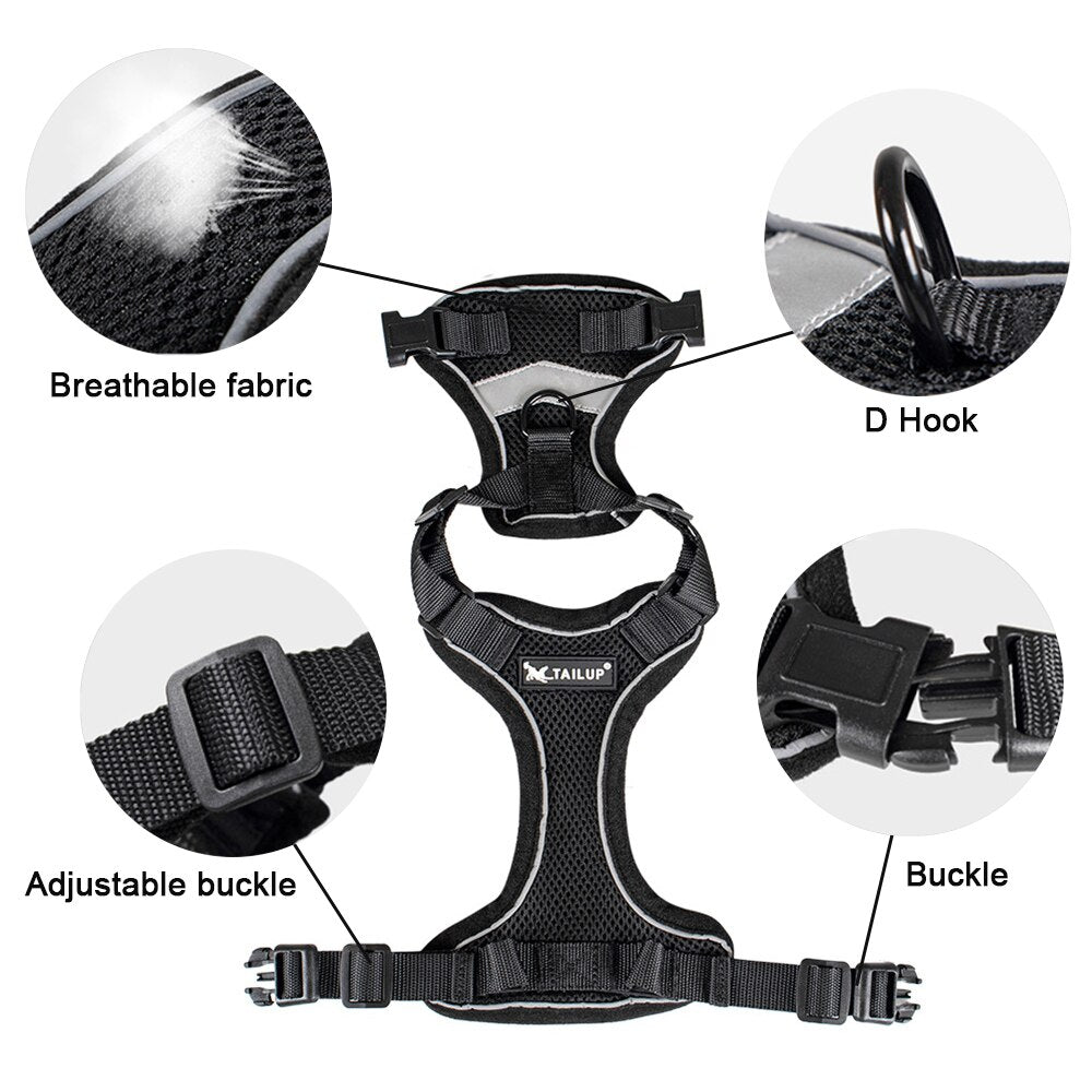 Cat Cooling Harness Breathable Puppy Vest Chest Strap Reflective Adjustable Mesh Harness No-Pull No-Choke for Cats Small Dogs - anconmall
