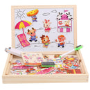 Wooden Kids Educational Learning Toys Magnetic Easel Double Side Dry Erase Board Puzzles Jigsaw Game Toys for Boys Girls
