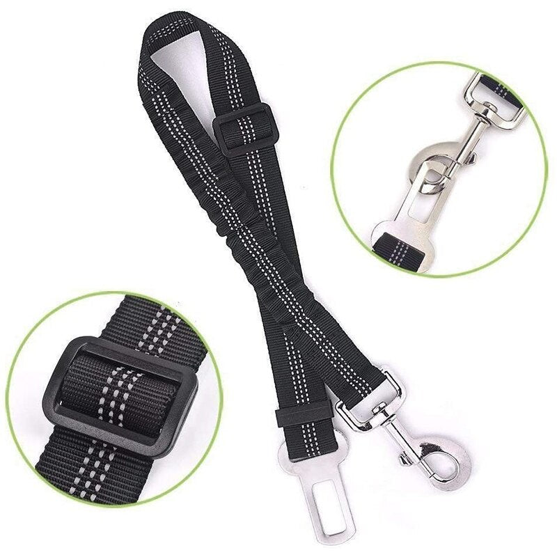 Car Seat Belt &amp; Safety Harness for Pet Dog Cat Adjustable Breathable Mesh Harness with Secure Leads in Vehicle for Travel Trip - anconmall