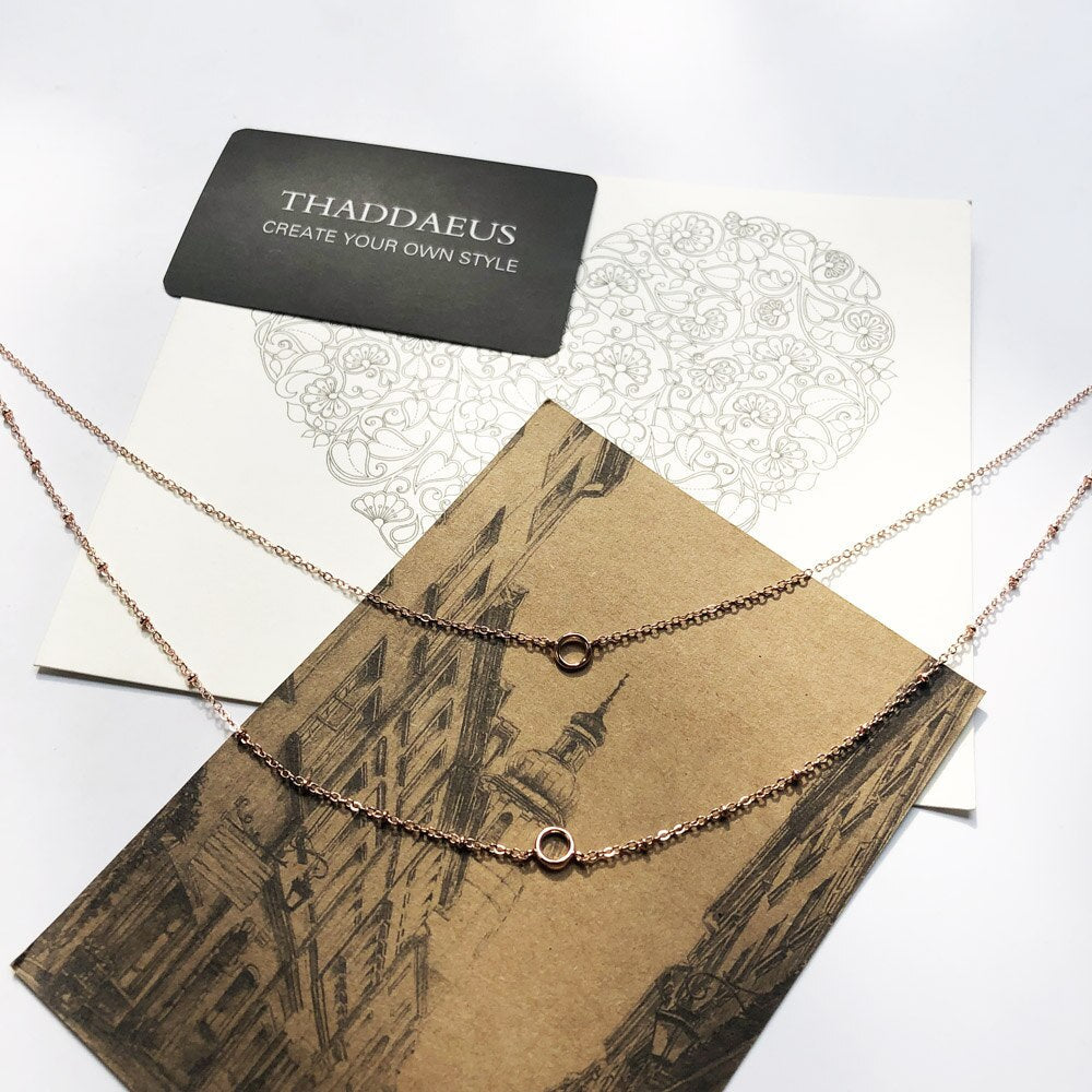 Charm Necklace Rose Color Double Chain Brand New Fashion Jewelry Europe 925 Sterling Silver Gift For Women