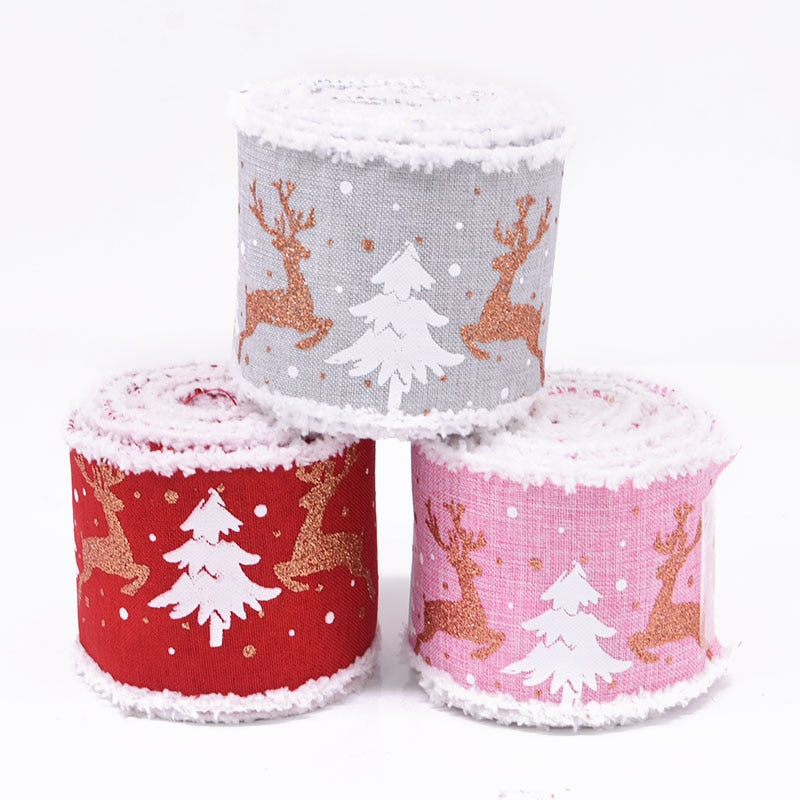 5M Christmas Burlap Ribbons DIY Gift Wrapping Wedding Party Decoration for Home Christmas Tree Ribbon Garland Wreath Bows Craft