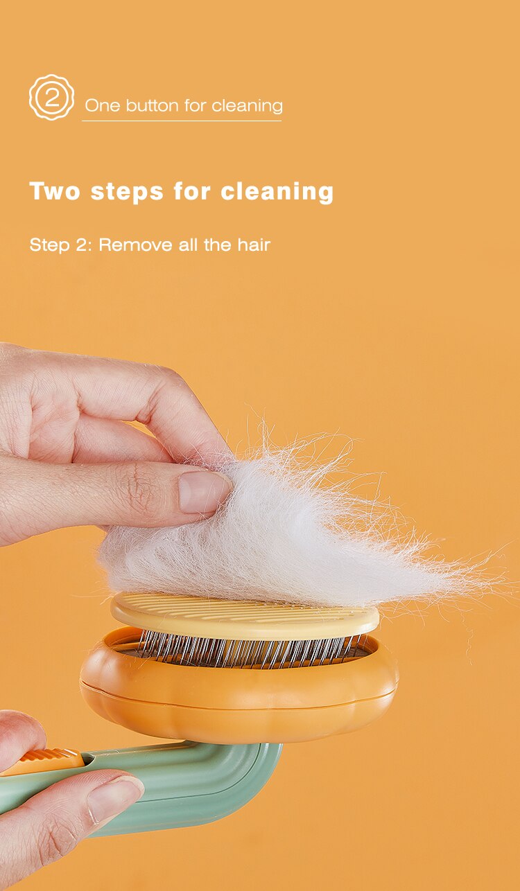 Long-Haired Pet Cat & Dog Slicker Brush One-Click Hair Removal Brush Stainless Steel Pet Grooming Cleaning Tool Pet Supplies - anconmall