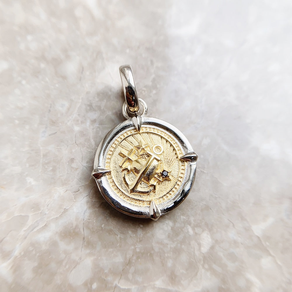 Pendant Faith, Love, Hope, 2022 Summer Fine Jewelry Two-tone Design Accessorie 925 Sterling Silver Vintage Gift For Women Men