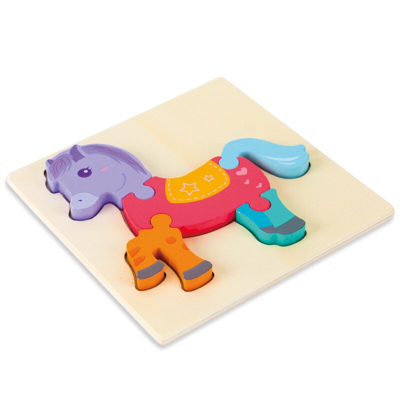 Wooden 3D Puzzle Educational Toys Jigsaw Toys For Children Baby Cartoon Animal Puzzles Intelligence Kids Toy Board Games