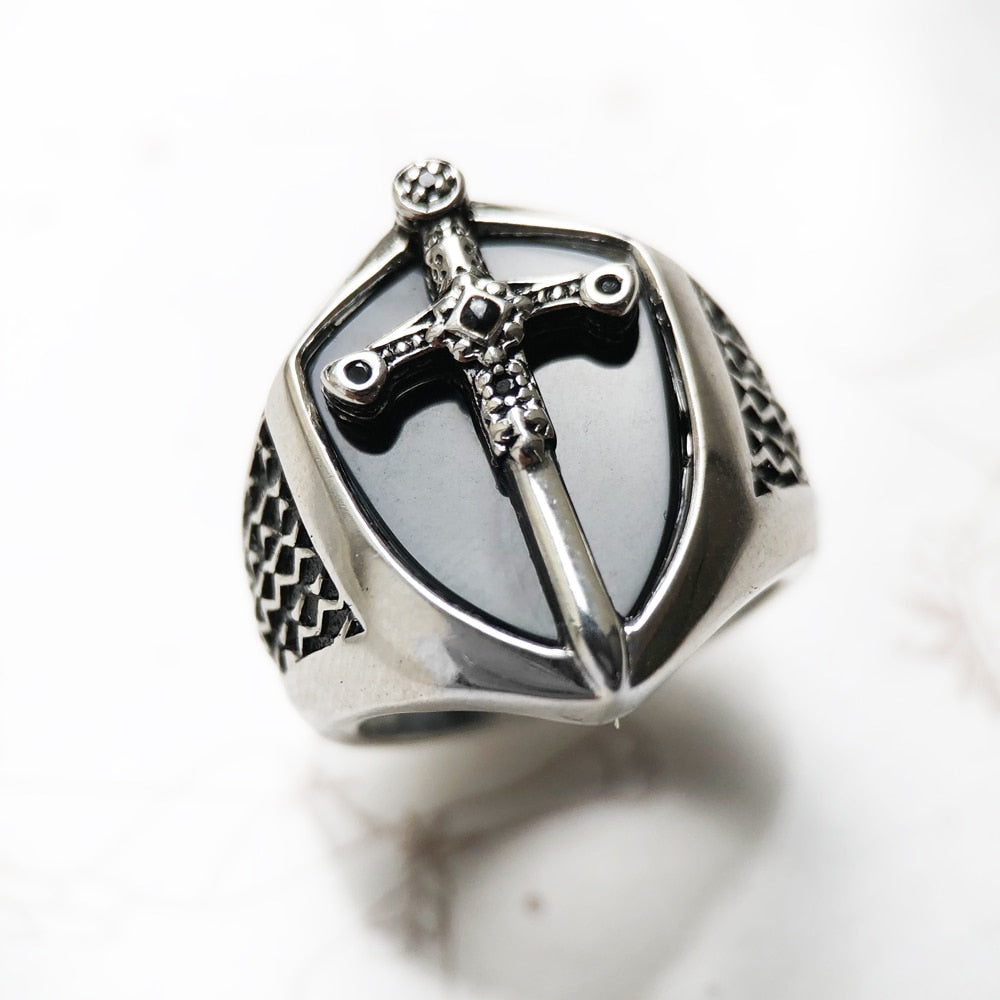 Signet Ring Mystical Sword 925 Sterling Silver Vintage Strength Gift for Women Men 2022 Summer Fine Jewelry