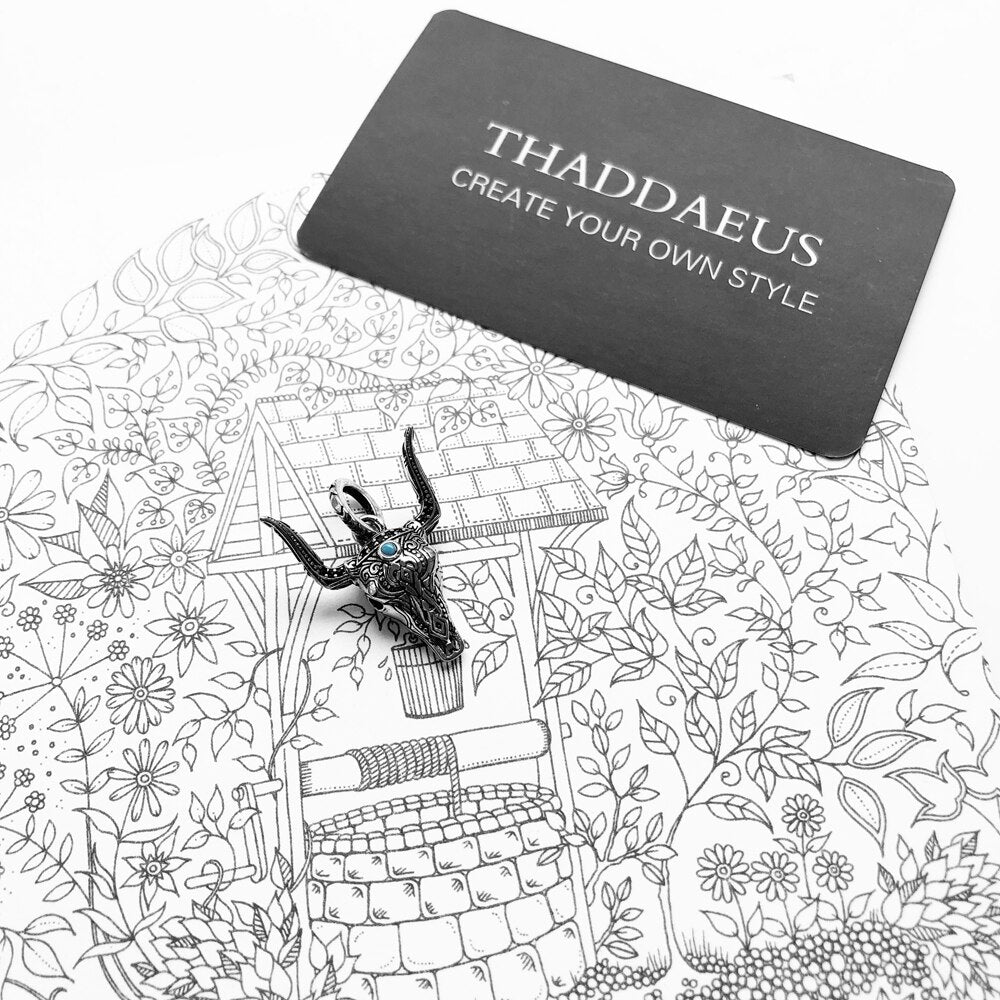 Pendant Bull Head Summer Fashion Iconic Wild West Jewelry Turquoise Accessorie 925 Sterling Silver Ethnic Gift For Woman Men