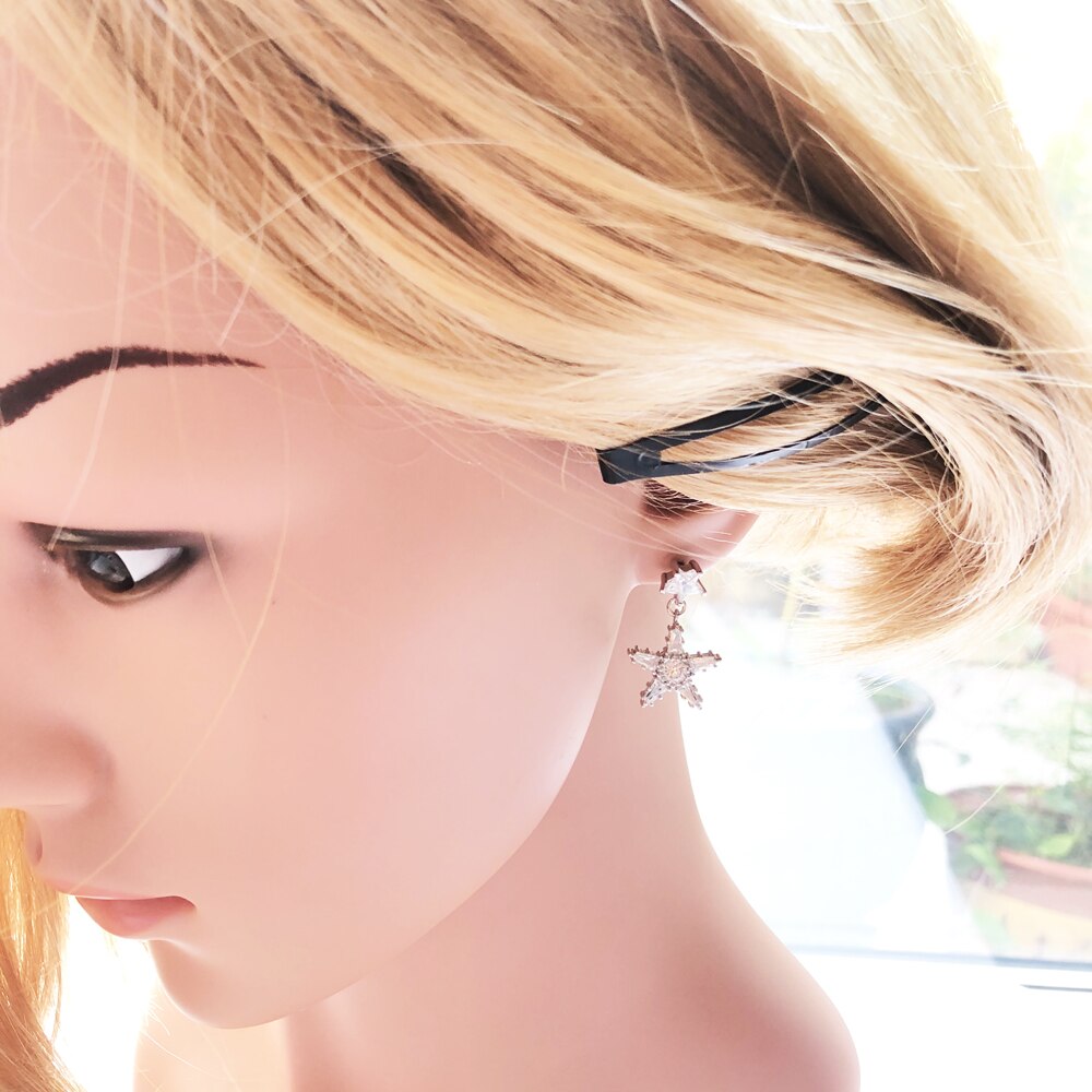 Earring White Stars Shine Trendy Women Gift High Quality 925 Sterling Silver Fashion Jewelry