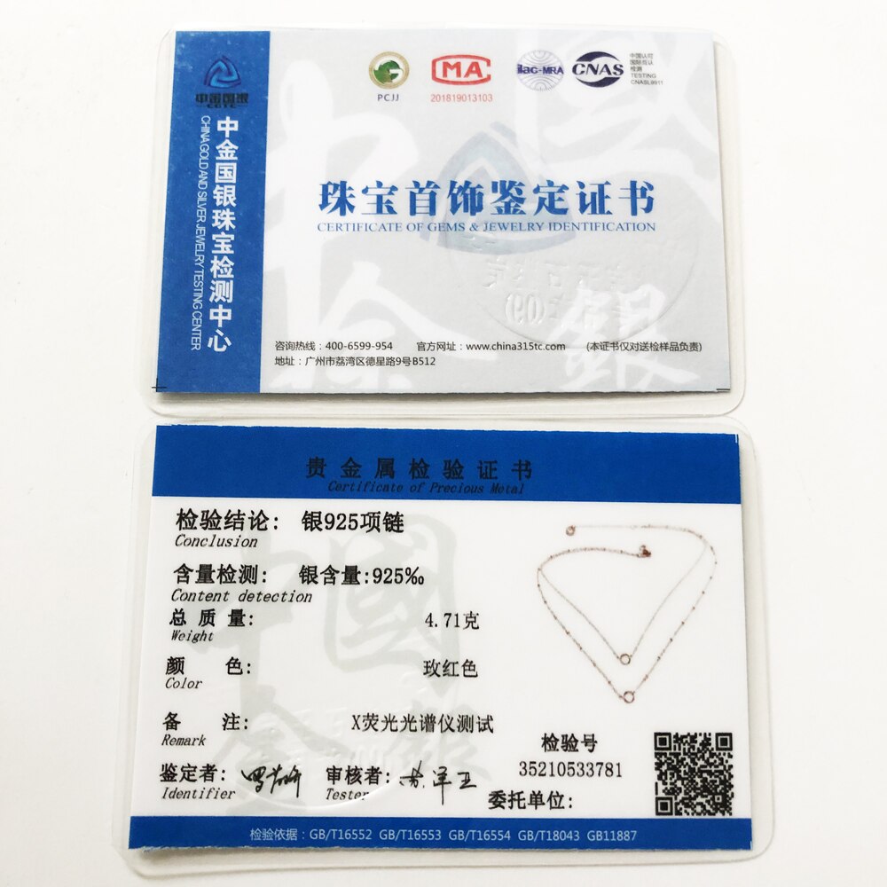 Charm Necklace Rose Color Double Chain Brand New Fashion Jewelry Europe 925 Sterling Silver Gift For Women