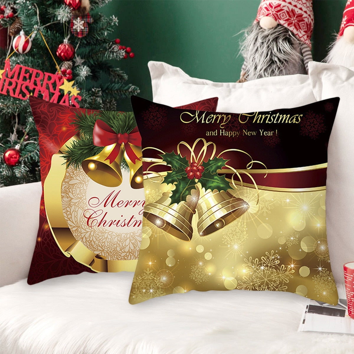 Christmas Cushion Cover Merry Christmas Decorations for Home 2022 Christmas Ornament Xmas Gifts Navidad Noel Happy New Year 2023