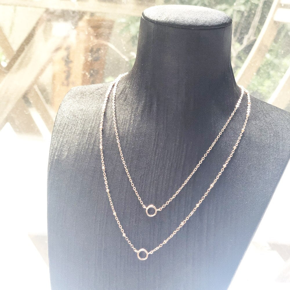 Charm Necklace Rose Color Double Chain Brand New Fashion Jewelry Europe 925 Sterling Silver Gift For Women