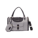 Fashion PU Leather Breathable Mesh Foldable Pet Cat Dog Carrier Handbag Pet Travel Portable Bag with Purse &amp; Adjustable Strap - anconmall