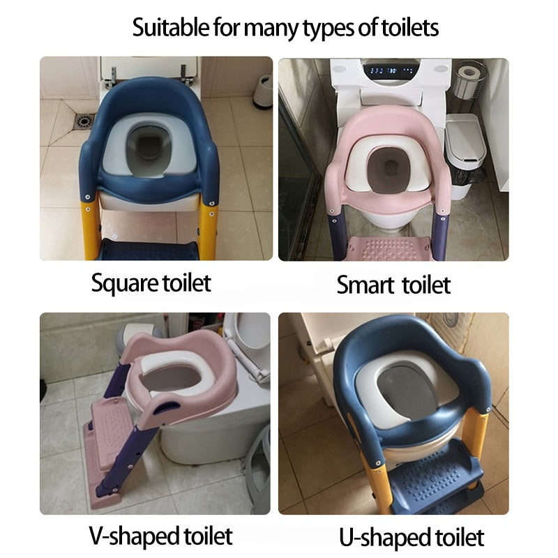 Folding Infant Potty Children's Pot Baby Toilet Training Chair With Adjustable Step Stool Ladder  Toilet Seat Boys Girls Potties