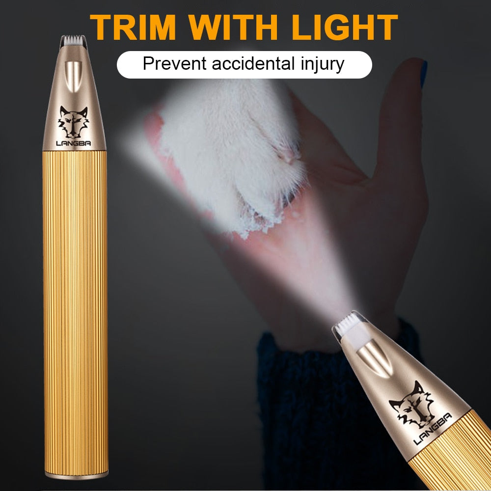 Pet Dog Cat Foot Hair Trimmer Rechargeable Dog Clipper with LED Light Ceramic Blade Low Noise Type-C Pet Paw Ear Hair Clipperl - anconmall