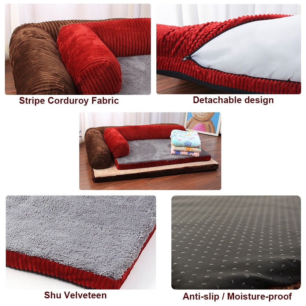 Dog Sofa Bed Pet Soft Lounger Cushion Big Dog Kennel Puppy L Shaped Couch Bed For Small Medium Large Dogs - anconmall