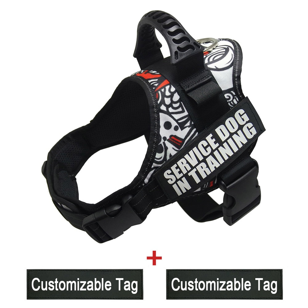 Reflective Adjustable Dog Nylon Harnesses with Customizable Name Labels Dog Vest Strap for Large Medium Small Dogs Drop-Shipping - anconmall
