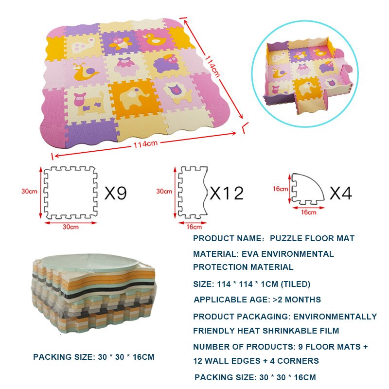 EVA Foam Play Mat with Fence Baby Puzzle Jigsaw Floor Mats Thick Carpet Pad For Kids Educational Toys Activity Pad Random Color