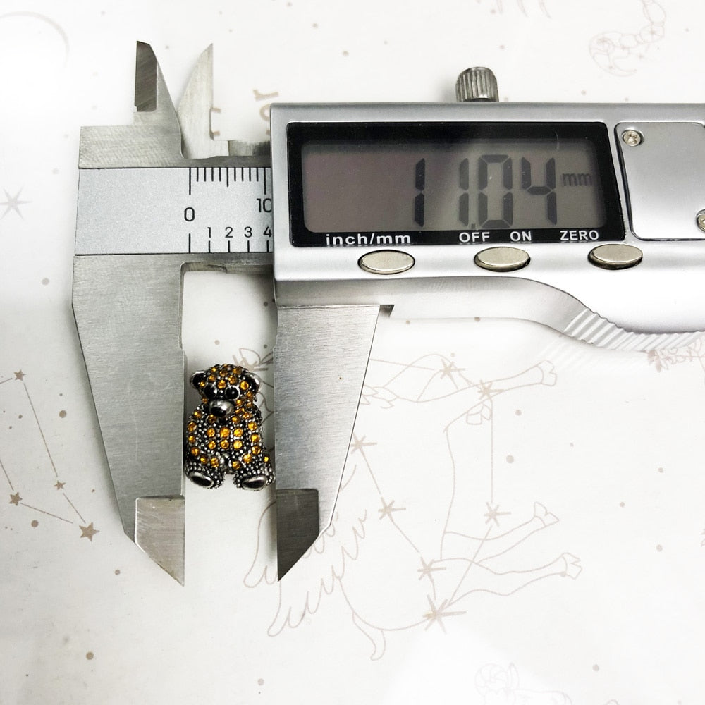 Beads Brown Teddy Bear 925 Sterling Silver Charm Europe Jewelry Cute Gift For Women & Men