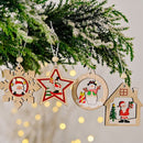 12pcs Christmas Wooden Pendant Santa Claus Snowflake Xmas Tree Ornaments Hanging Decor DIY Christmas Decorations for Home 2022